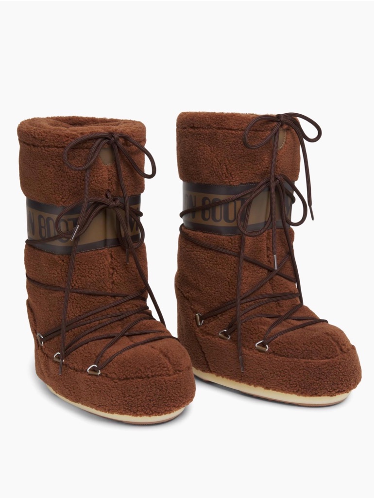 Moon Boot Brown Shearling Lace-Up Winter Boots